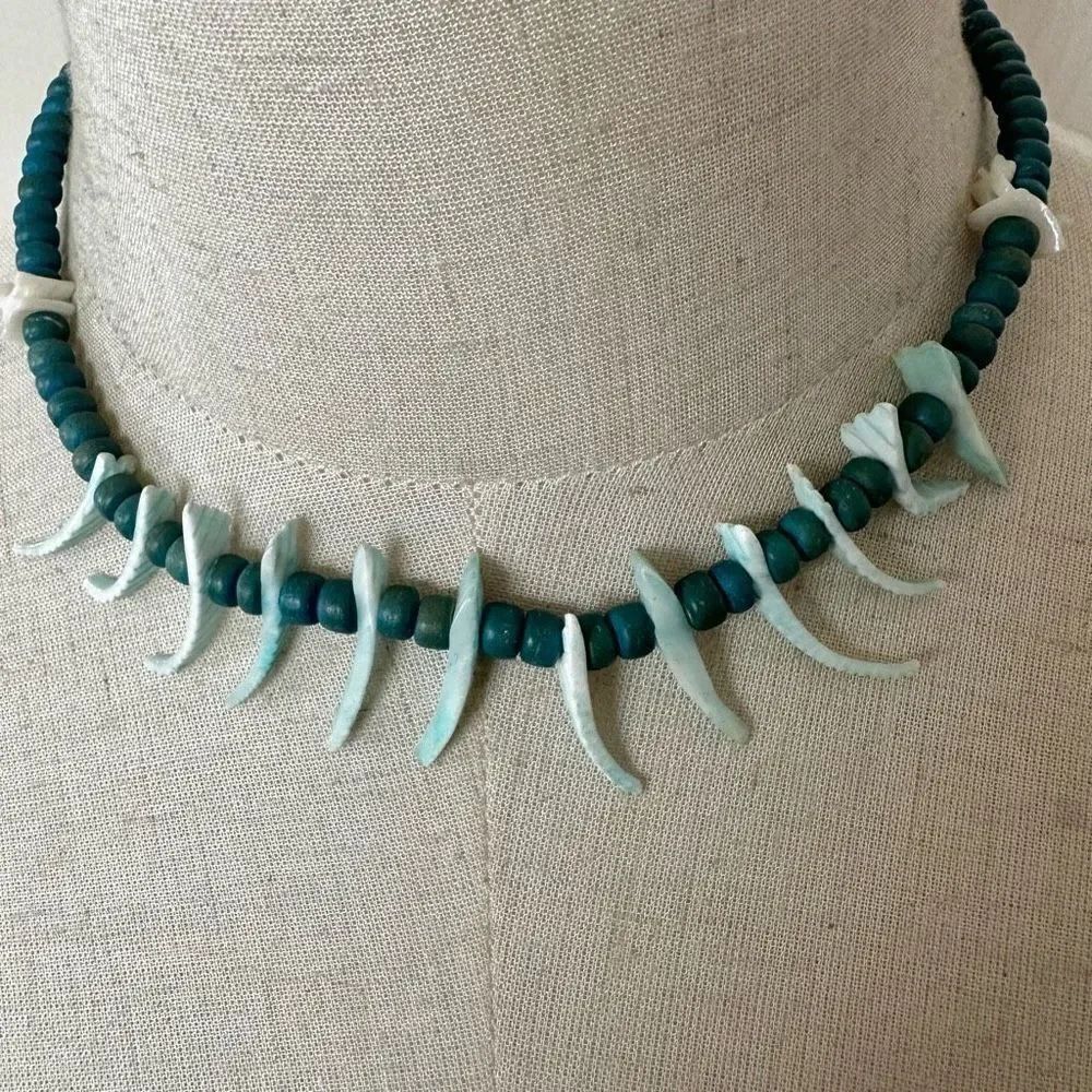 Green shell beaded necklace